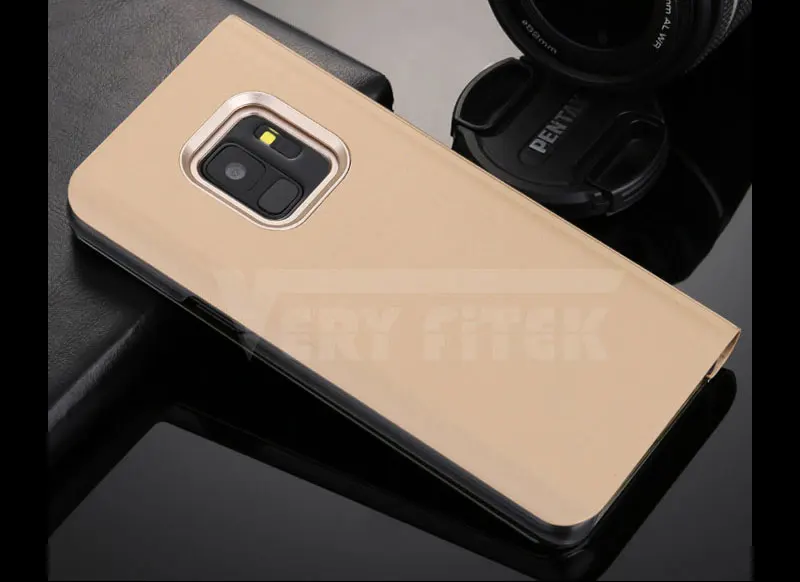 For Samsung Galaxy S9 S8 Plus S7 S6 edge A8 2018 Case Luxury Flip Stand Clear View Mirror Phone Cover For iphone X 8 7 6s 6 plus (25)