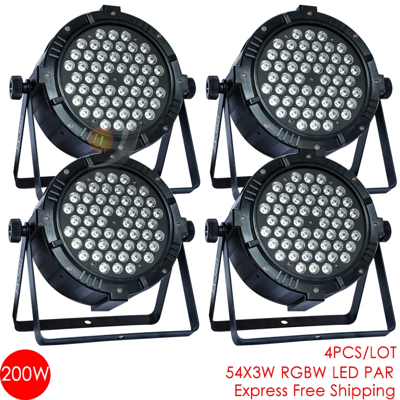 

NEW!!!4/lot 54*3W rgbw LED par for party disco led light par 64 dmx stage led flat club par light dj equipment
