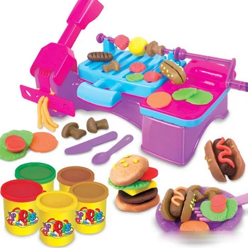 

3D Educational Toys Kitchen Toy Barbecue Set DIY Handmade Flour Green Clay Color Plasticine Mold Parent-child Interactive Toy