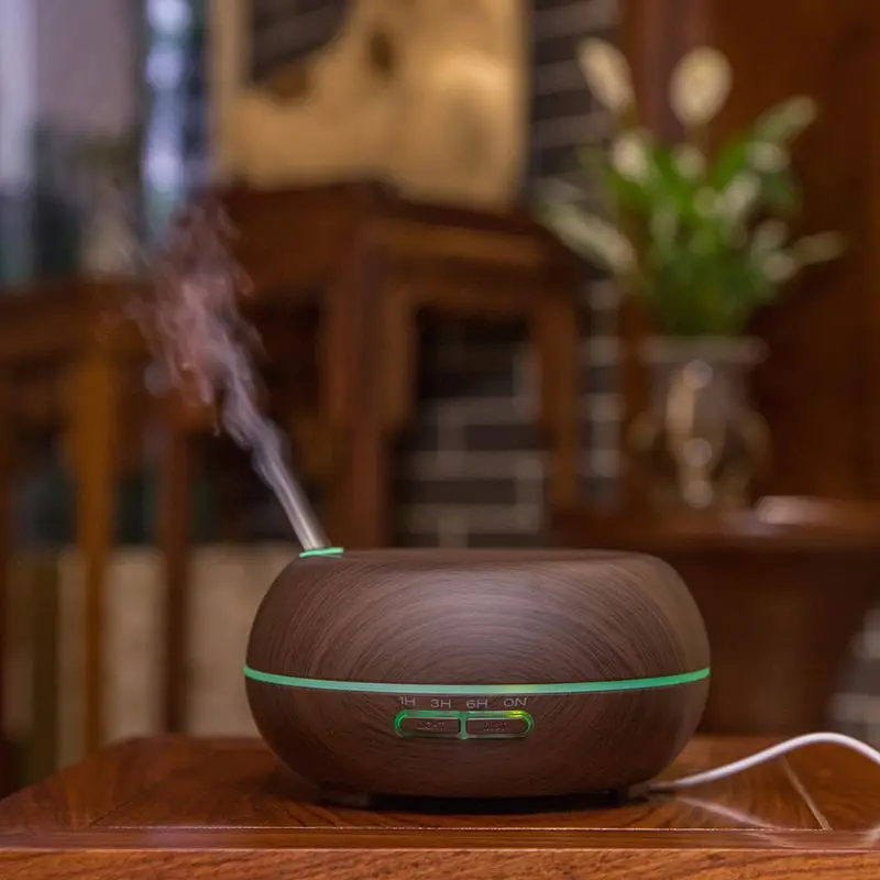 

New 300ML Wood Grain Air Humidifier Air Aroma Purifier With 7 Color LED Lights Electric Aromatherapy Essential Oil Aroma F42B