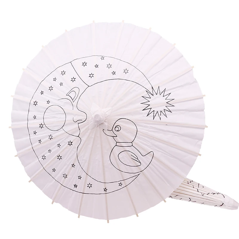 

Free shipping White Paper Umbrella for Children DIY Painting Free Paint with Parasol Nice Hand Art Kindergarte Student to DIY