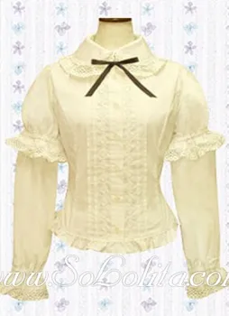 

Lolita Two Layers Puff Sleeves White Cotton Blouse