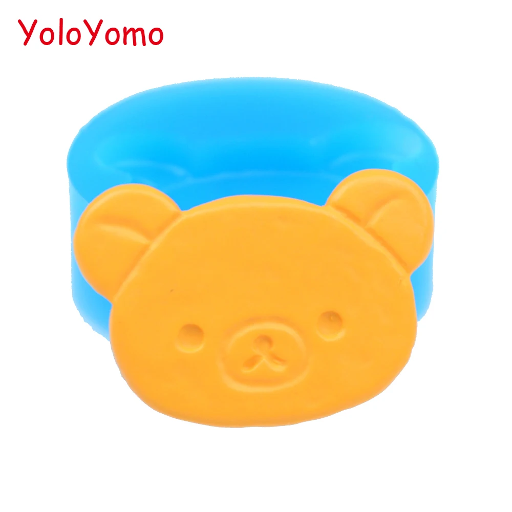

Q071YL The Bear Head Shaped Cookie Push Silicone Mold for Scrapbooking, Craft, Cake Decorating, Cookie, Fondant