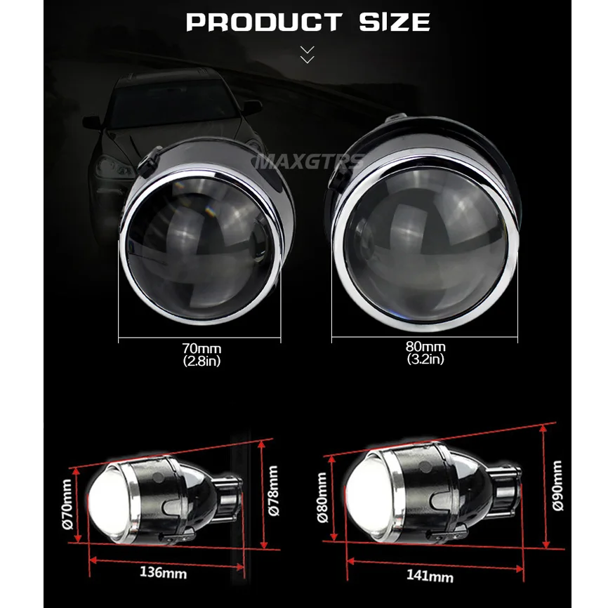 Online 2x Universal HID Bi xenon Fog Lights Projector Lens Driving Lamps Retrofit For Ford Honda CRV Fit Subaru Renualt Suzuki Swift