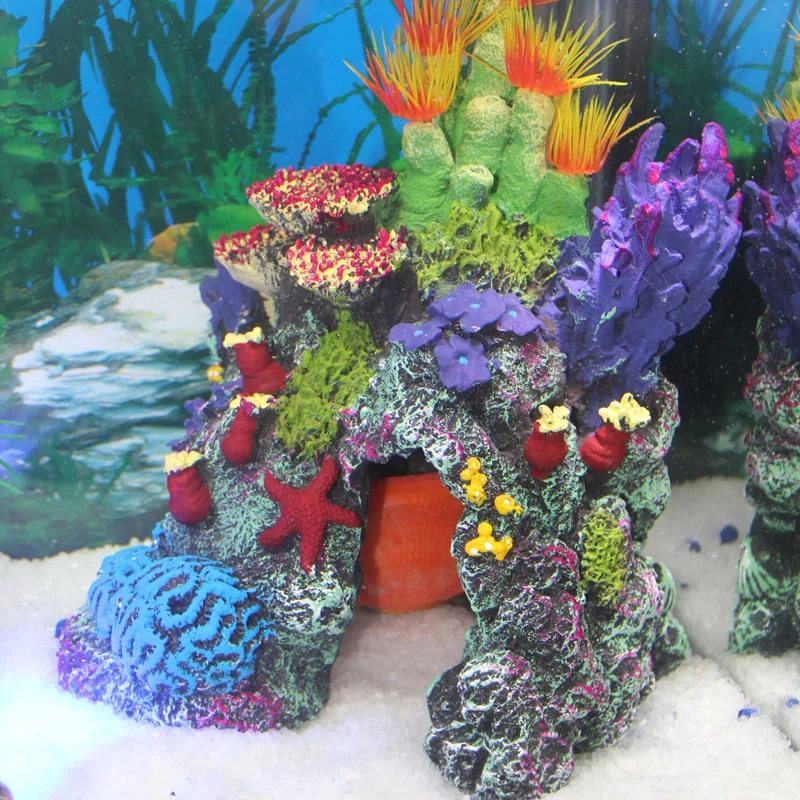 Danmu 1Pc of Polyresin Coral Ornaments Aquarium Coral Decor for Fish Tank Aquarium Decoration 6.1 x 5.11 x 3.93