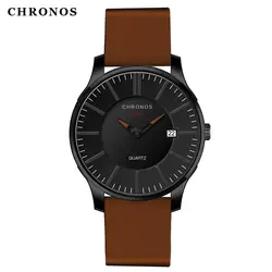 CHRONOS для мужчин s часы лучший бренд класса люкс кварцевые часы водостойкие пояса из натуральной кожи для мужчин часы Relogio Masculino