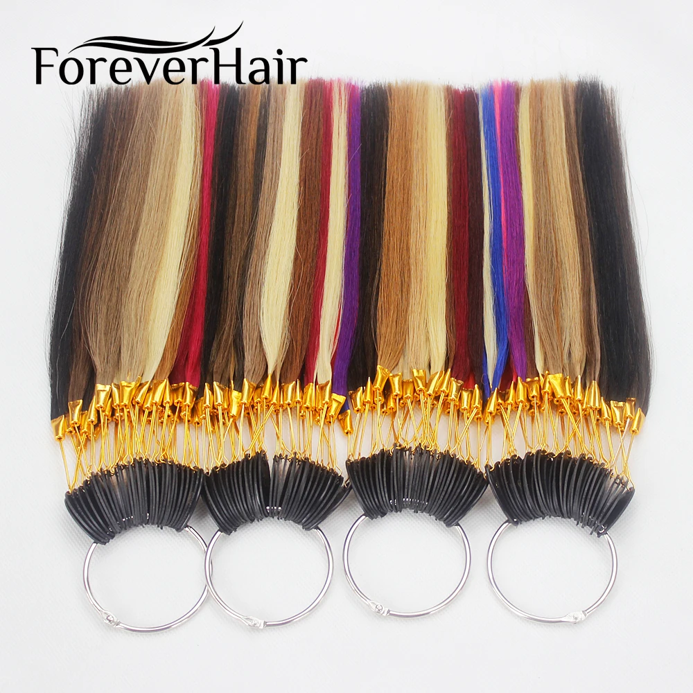 Forever Hair 100% Remy Human Hair Color Rings/ Color Charts 32 Colors Available Can Be Dyed For Salon Sample Free Shipping