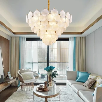 

Modern Chandelier Lighting LED Pendant Hanging Light Glass Shell Chandeliers Lamp Living Dining Room Lighting Home Lighting