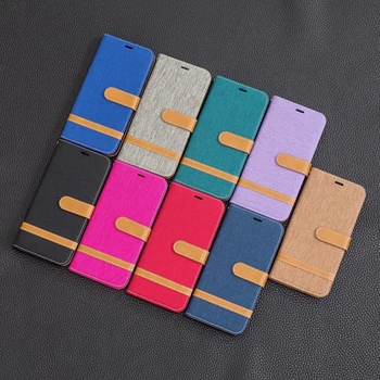 

Leather Wallet Case For Huawei P20 LITE 2019 P Smart Z For LG K40 K50 Q60 Stylo 5 Jean Canvas Hybrid Hit Color Flip Cover 40PCS