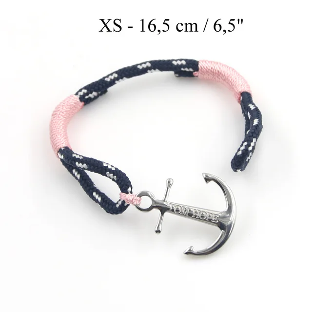 1pc Stainless Steel Anchor Tom Hope Bracelet Pink And Ice Blue Line 1pc Stainless Steel Anchor Tom Hope Bracelet Pink And Ice Blue Line Rope Chain Handmade Charm