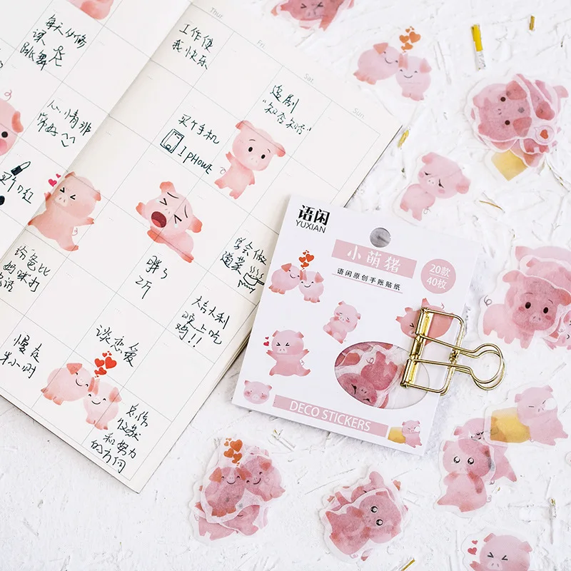 Kawaii, декоративные наклейки для домашних животных, пингвин, кот, свинья, клеящиеся наклейки, сделай сам, украшение, дневник, японские канцелярские наклейки, детский подарок