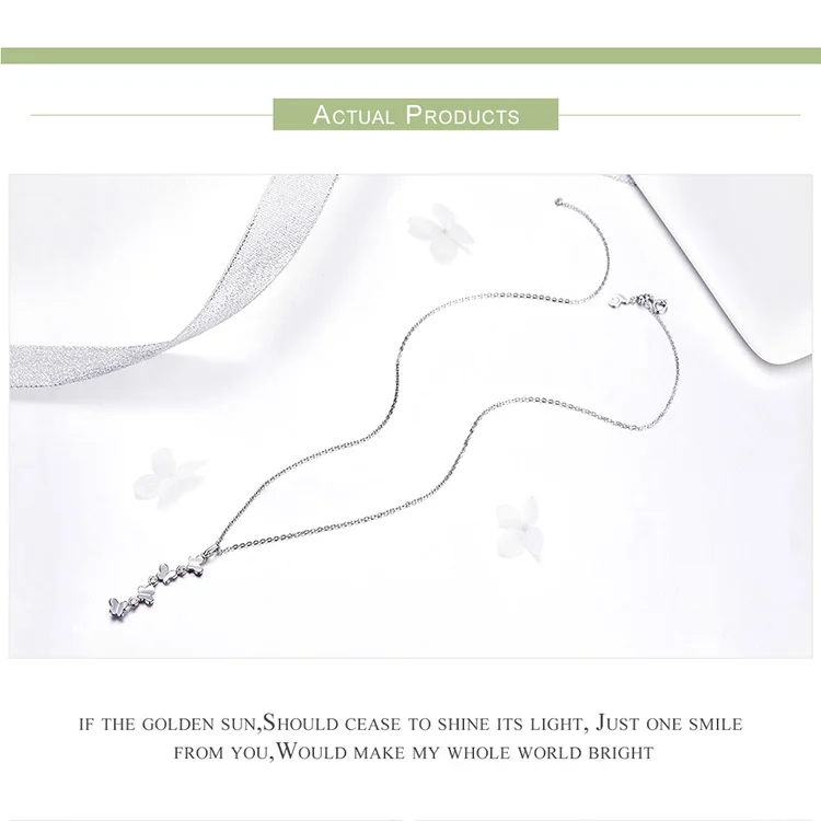 BAMOER ожерелье с бабочкой серебро 925 ювелирные изделия y-образная Длинная подвеска ожерелье s для женщин Подарки на годовщину для женщин BSN051