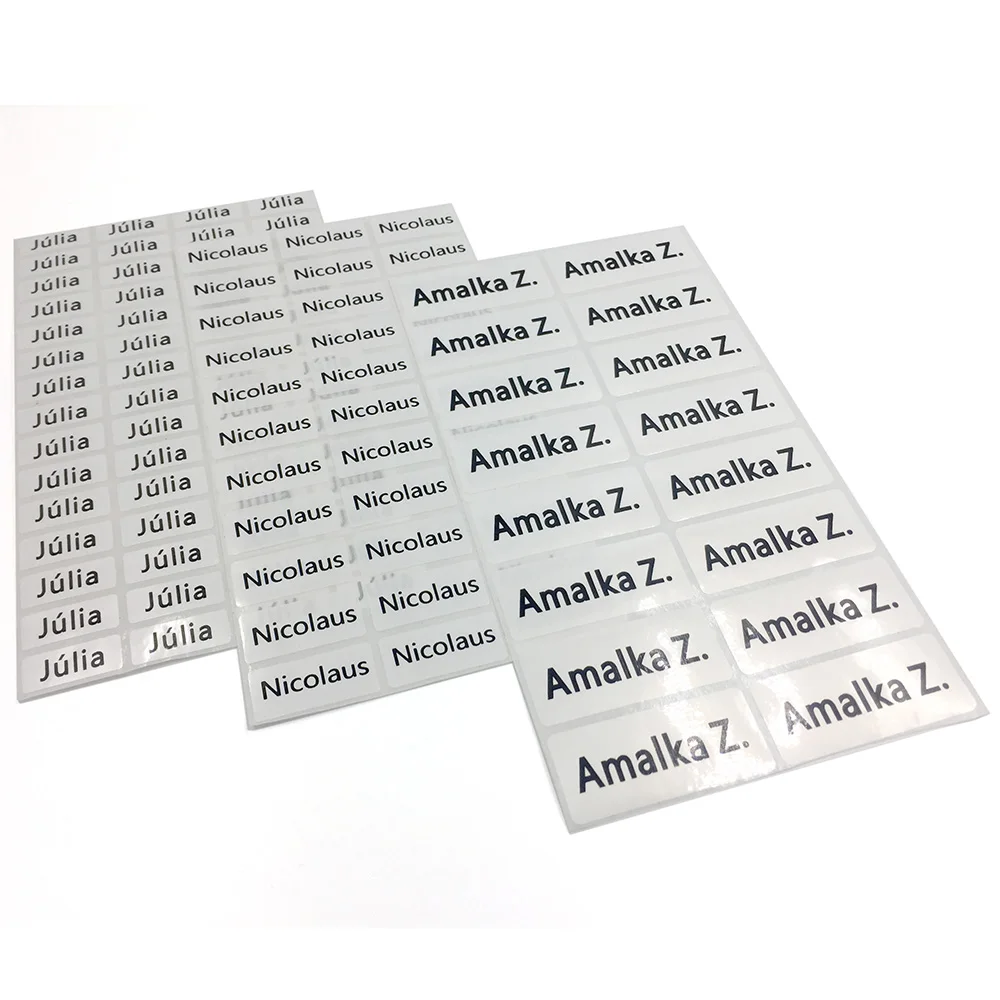 

Personalized White Name Tag Stickers Personal Office School Stationery Labels Waterproof Lunch Box Bottle Bowl Customize Sticker