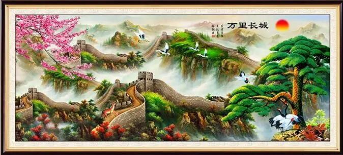 Pine and Great Wall Landscape Scenery Cross stitch kit Set Printed Embroidery DIY Handmade Needlework Home Decor Canvas | Дом и сад