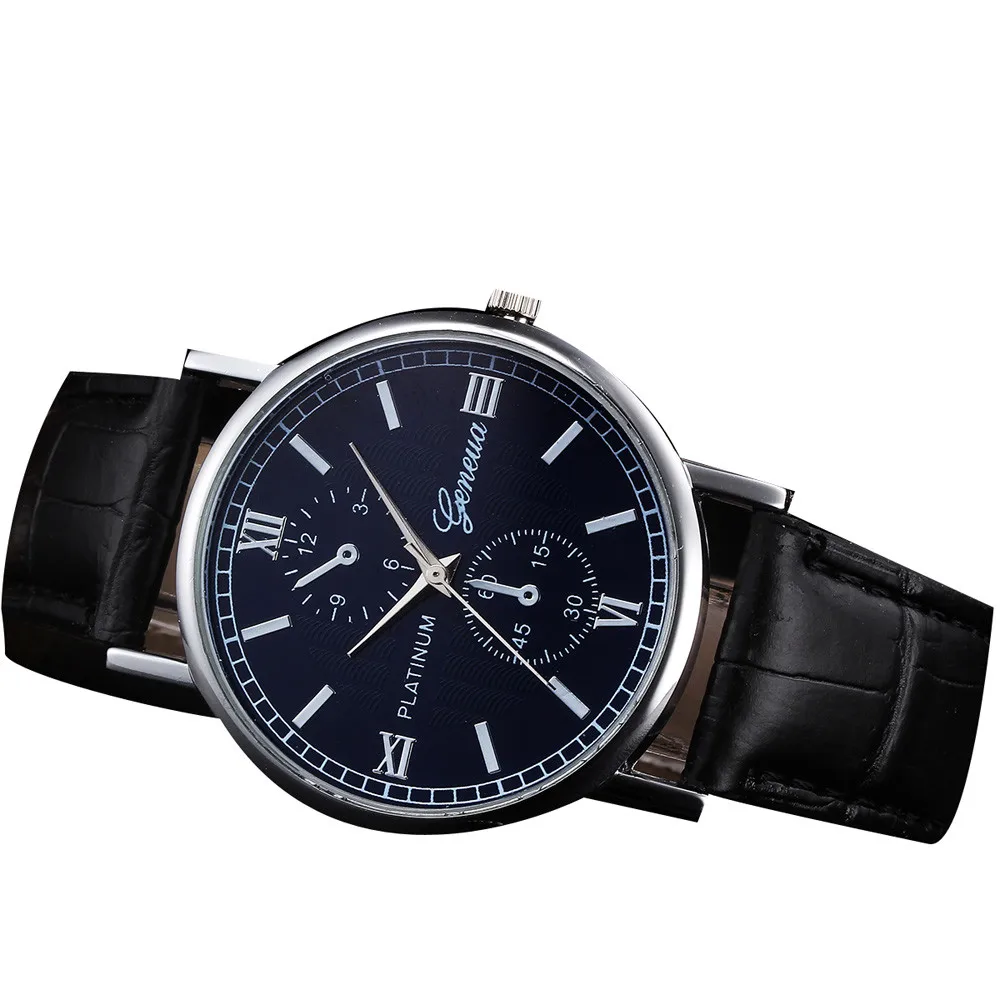 Reloj Hombre модные с большим циферблатом военные кварцевые мужские часы кожаные