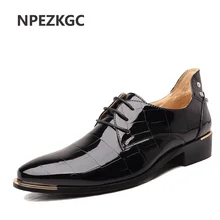 NPEZKGC/Дизайнерские мужские демисезонные туфли из искусственной кожи на плоской подошве; высококачественные дышащие модельные туфли; свадебные туфли на плоской подошве; zapatos hombre; большие размеры 38-48