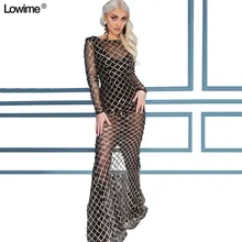 Сексуальная Иллюзия блестками для красной дорожки, популярное платье с длинным рукавом Avondjurk кутюр vestido de festa Longo