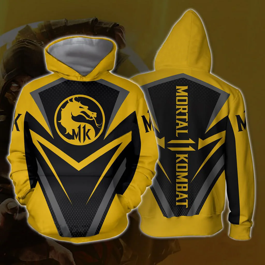 Mortal Kombat X Sub-Zero Scorpion T-shirt Cosplay Costume Men Women Zip-up Hoodies Sweatshirts Mortal Kombat Hoodies Jackets - Цвет: yellow hoodie