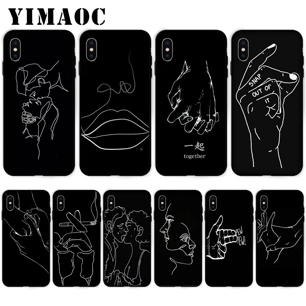 

YIMAOC Line art body painting Soft Case for iPhone XS Max XR X 7 8 6 6S Plus 5 5S SE