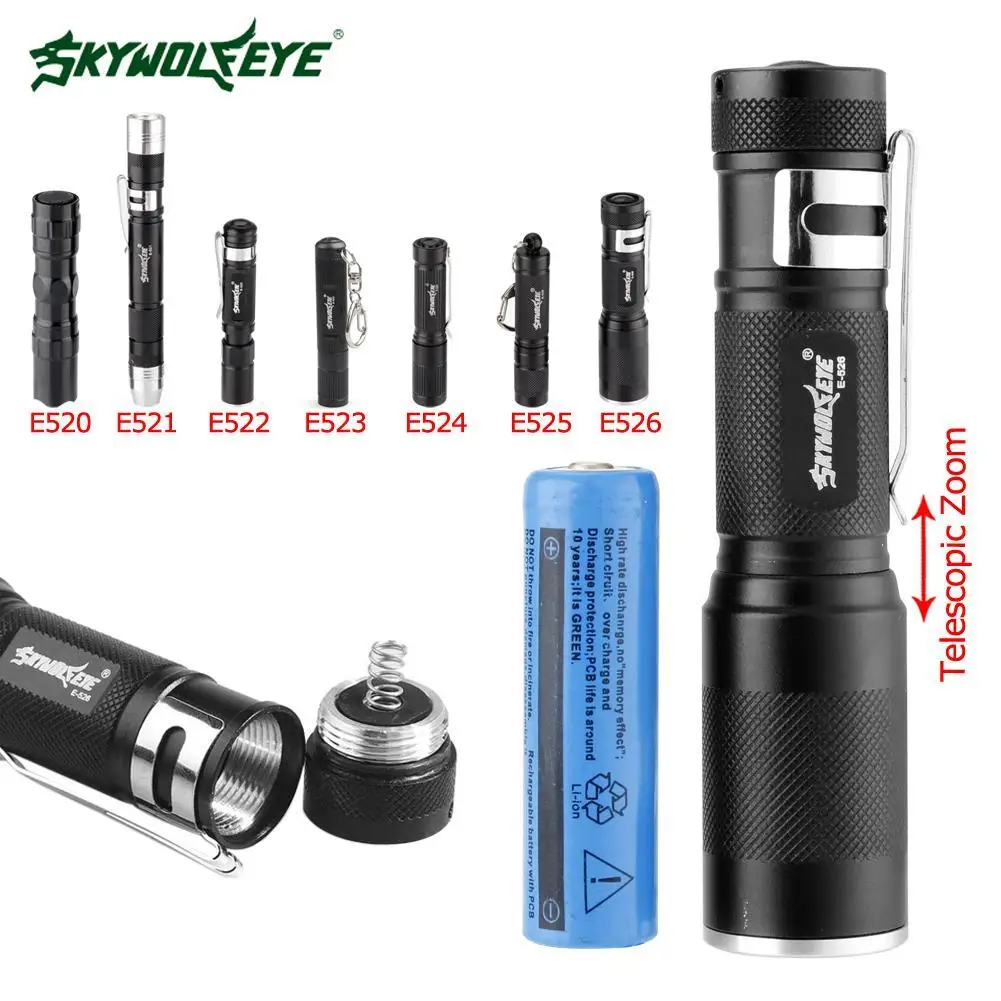 

SKYWOLFEYE Waterproof Penlight flashlight 3800LM XPE led torch 3 modes bike light Zoom lanterna with pocket clip AAA