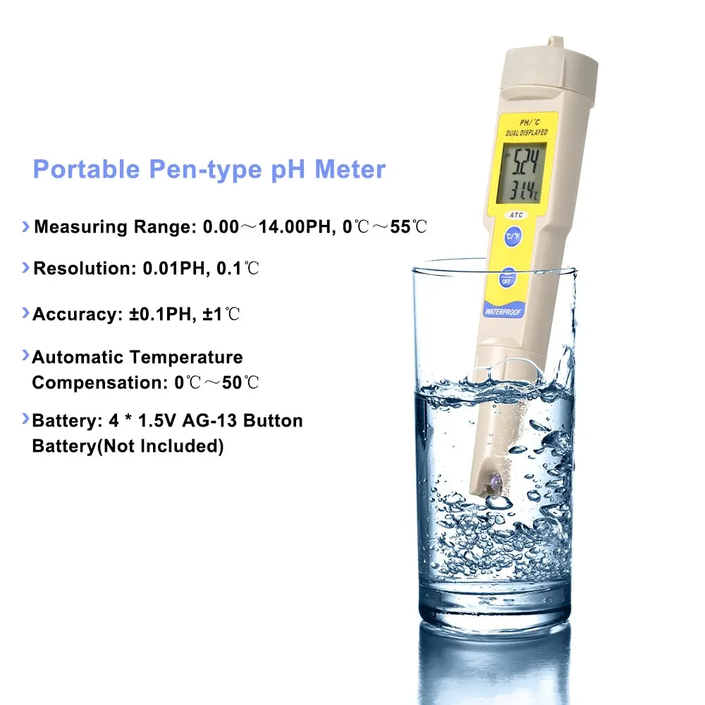 PH, цифровой прибор для измерения уровня PH тестовый карандаш Тип термометр датчик качества воды измерители PH для Аквариумы бассейн