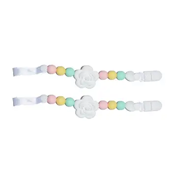 

2PCS/lot Baby Anti-falling Pacifier Chain Silicone Infant Newborn Bib Pacifier Clip Beads Soother Pacifier Leash