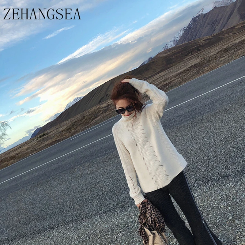 Winter Europe and America trend pure cashmere women's sweater high collar loose fashion design style women's wild models