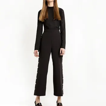 

New Arrival Women Cut off Split Side Long Pants Fashion Wide Leg Pants Fashion Casual Loose Trousers European and American style