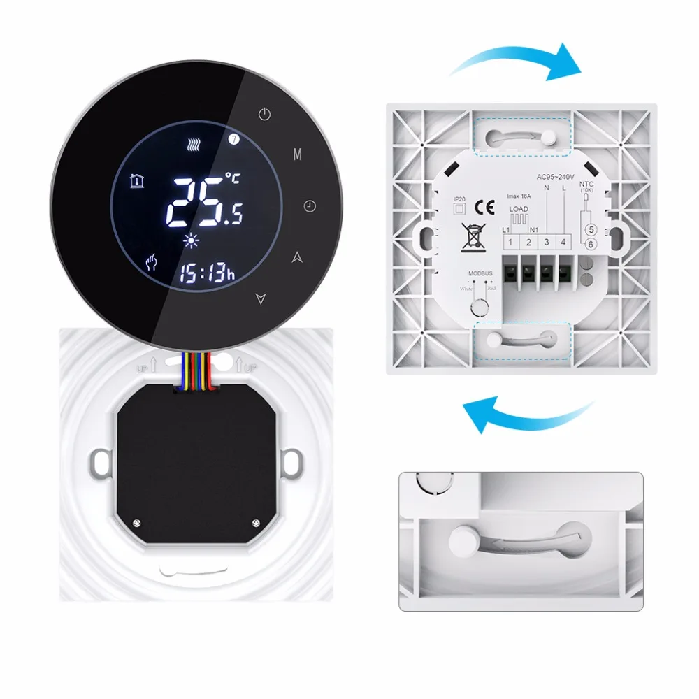 Wifi водно-газовый котел термостат подсветка 95-240VAC 3A lcd сенсорный экран работает с Alexa Google home для умного дома