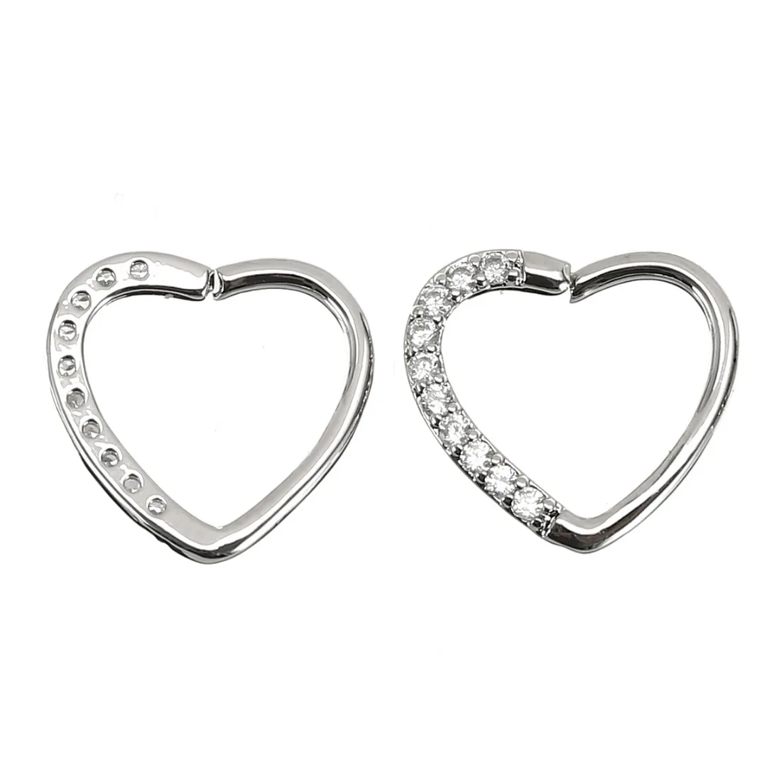 Sexy Zircon Crystal Nose Ear Rings Helix Tragus Piercings Cartilage Earring Love Heart Hoop Earring Body Jewelry Shellhard 2pcs