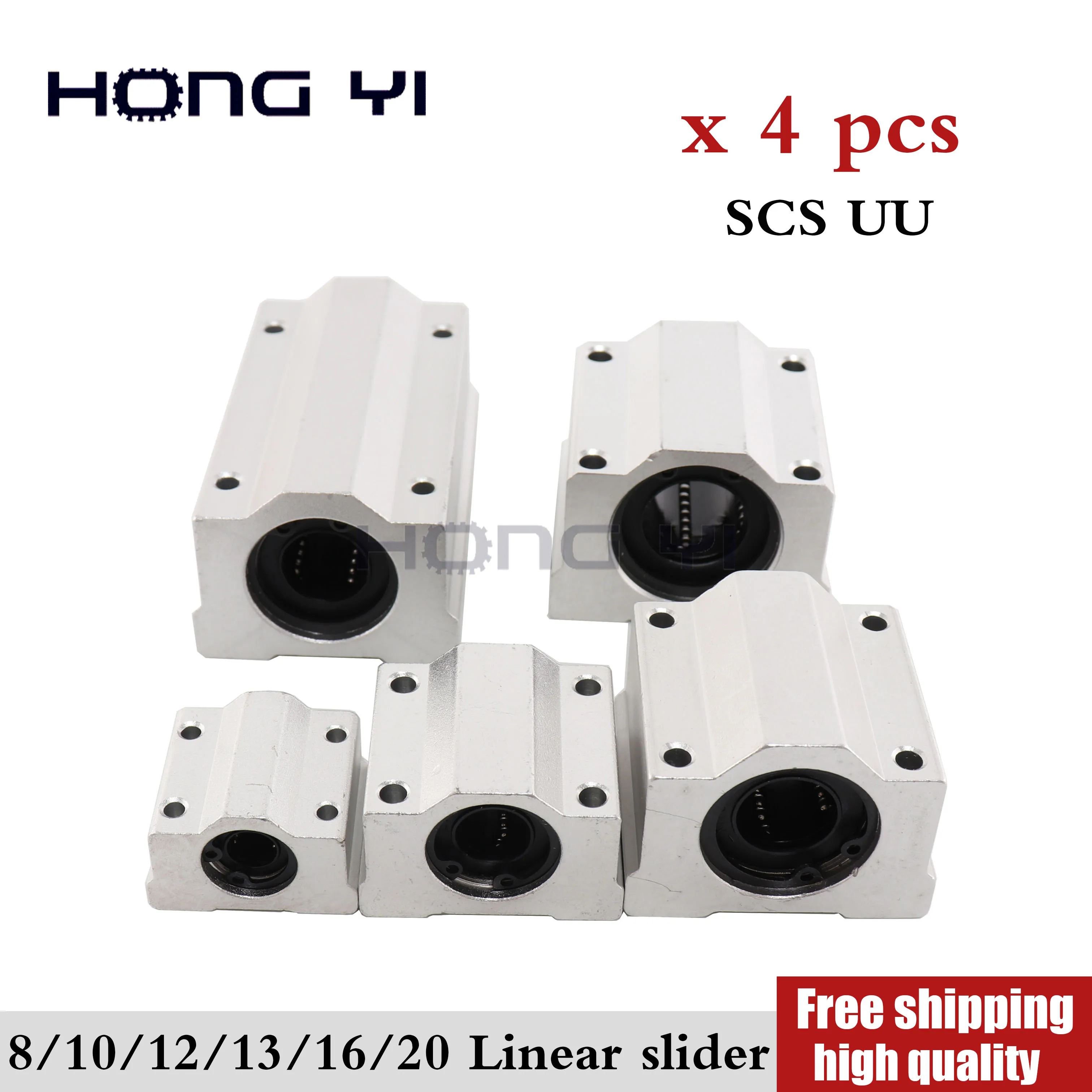 

4pcs SCS8UU SCS6UU SCS10UU SCS12UU SCS8LUU SCS10LUU SCS16UU Pellow Bolck Linear unit for SBR16 CNC Linear Ball Bearing