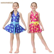 HANYIMIDOO 2017 NEW Girls Muslim Swimwear Kids Skirted Islamic Swimsuit Kids Bathing Suit Printed Beach Wear Swimsuit C