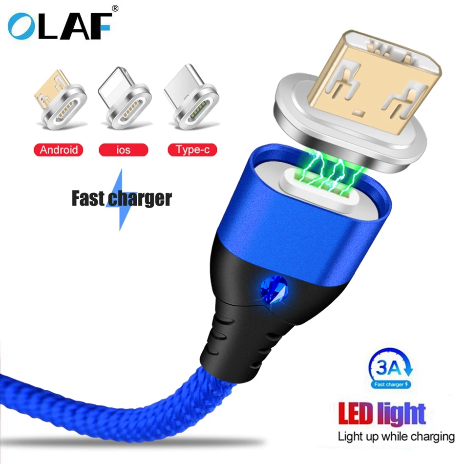 La OLAF magnético Cable USB para iPhone X Samsung Oneplus Cable Micro USB imán cargador de carga USB tipo C cables de teléfono