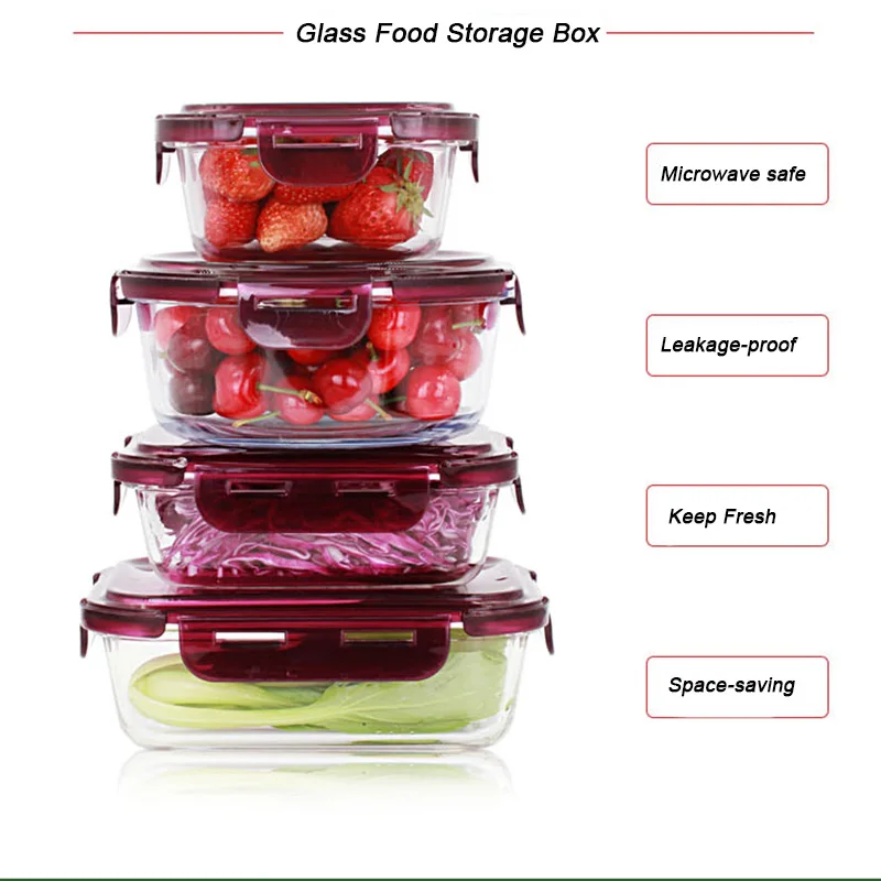 Высококачественный Ланч-бокс стеклянный микроволновый Bento box Коробка для хранения еды школьные контейнеры для еды Переносные Коробки для еды для детей для пикника