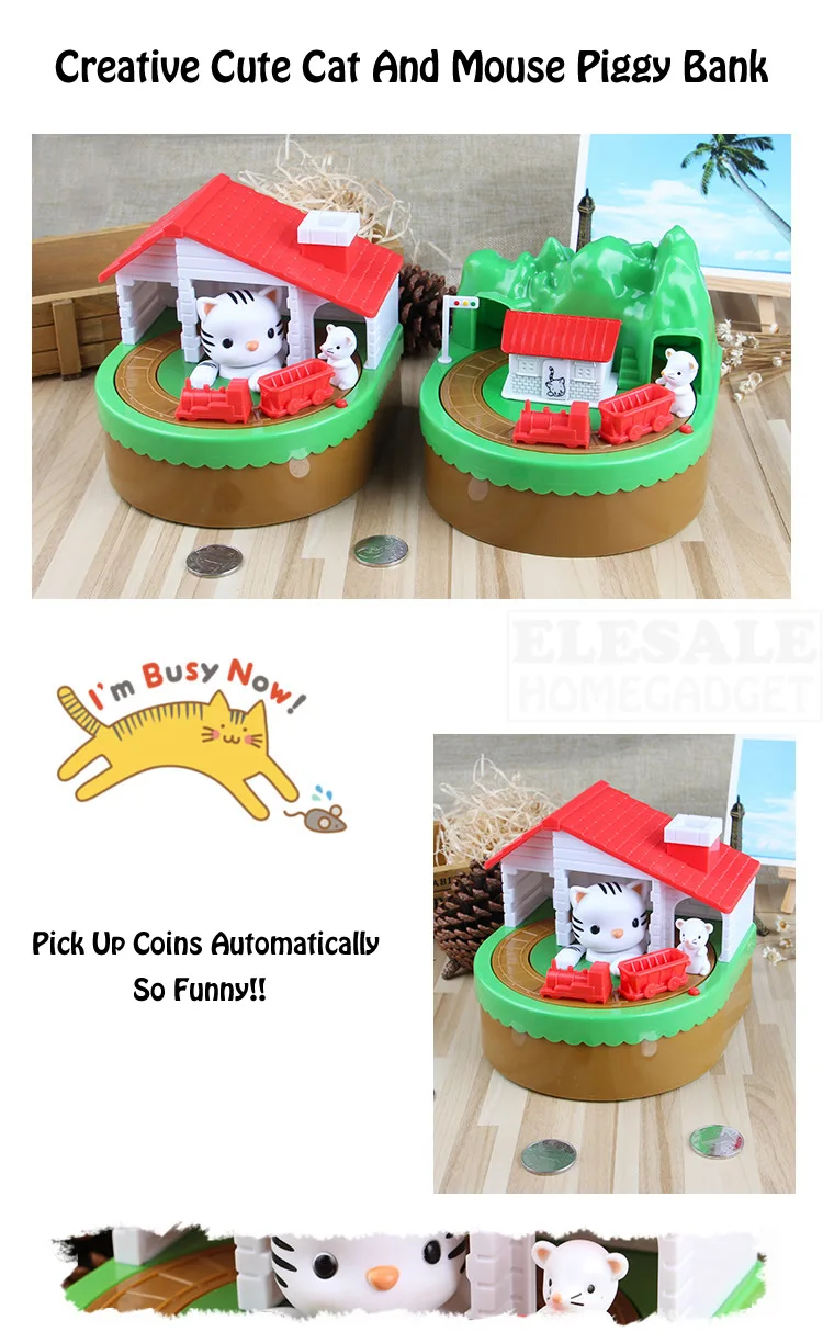 Новая электронная копилка Милая мышка и кошка копилка с музыкальными монетами Сохраненная коробка настольная игрушка для детей подарок на день рождения Рождество
