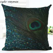 Funda de cojín de plumas de pavo real de 45 cm, funda decorativa para sofá tipo Diván, funda de almohada vintage, cojines decorativos