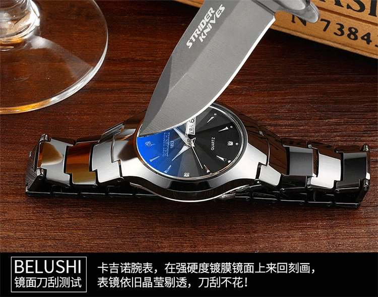 Парные часы Топ качество Вольфрамовая сталь черные наручные часы для мужчин и женщин браслет женские часы Reloj Hombre Lover Saat