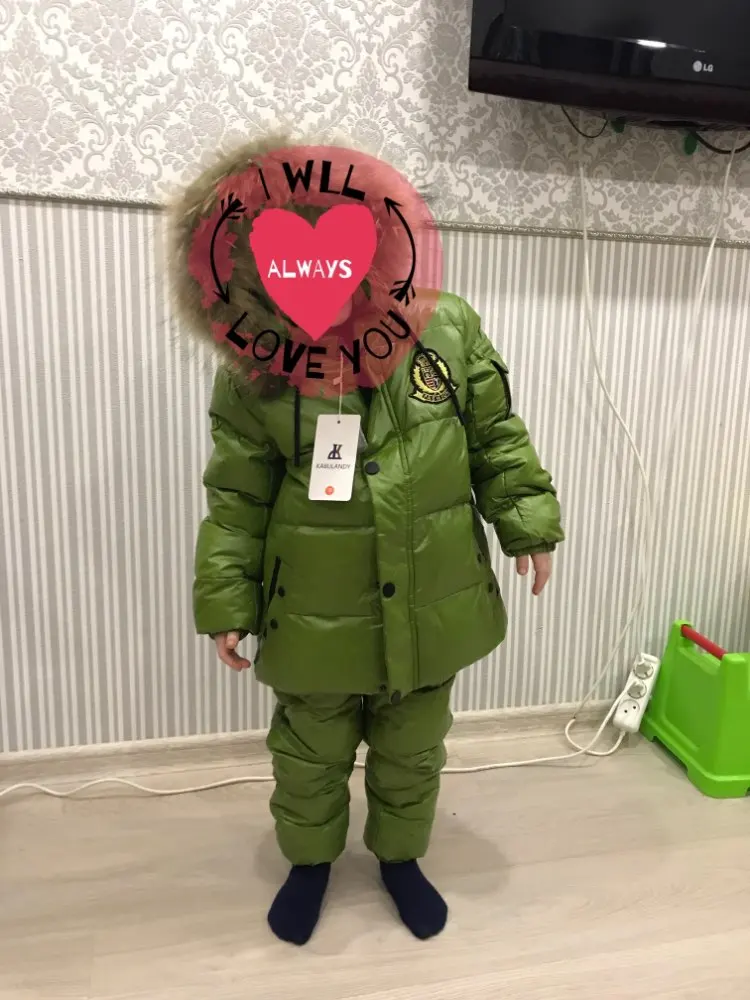 Girls Boy Snowwear Kids Winter Jumpsuit Windproof Waterproof Warm Duck Down Jacket Pants Snowboarding Children Clothing Set Suit