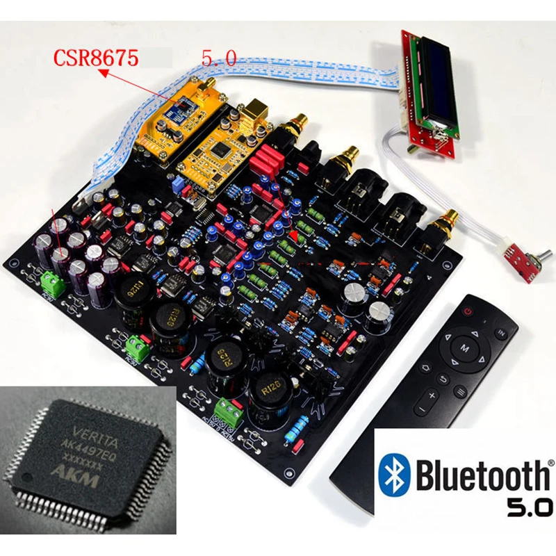 CSR8675 Bluetooth 5,0 AK4497EQ* 2 AK4118 ЦАП Декодер поддержка APTX-HD DSD коаксиальный волокно USB Bluetooth вход