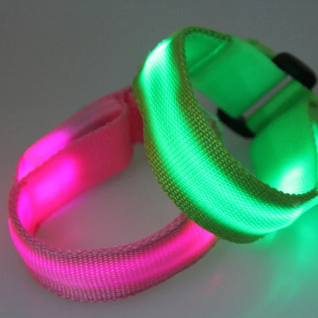2 Pcs LED Flashing Wrist Band Bracelet Arm Belt Light Up Glow Dance Party Decor LBShipping