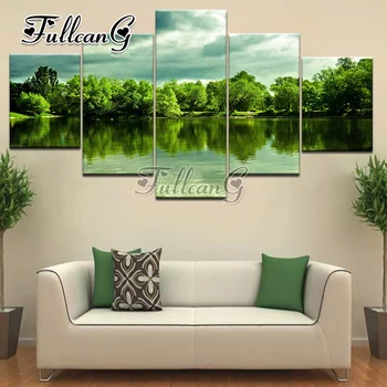 

FULLCANG mosaic full embroidery 5d diy diamond painting 5 panel "spring scenery" pictures of rhinestone pasted mazayka G1205