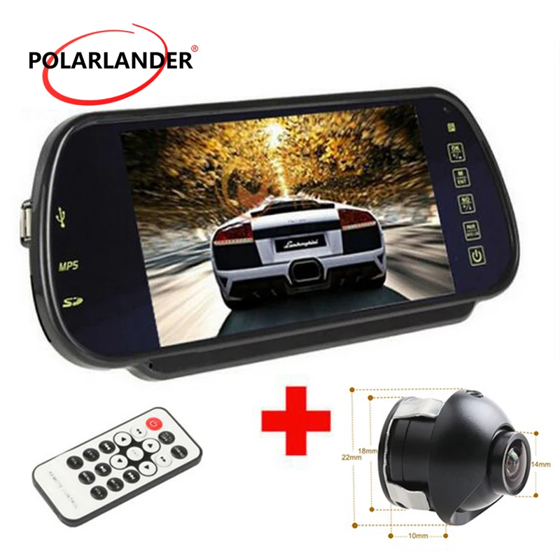 

7 Inch TFT Screen LED Reversing Camera Short-Term Waterproof Night Vision 12-24V Plug-In Car Monitor 18.5mm With Lamp 360 Degree