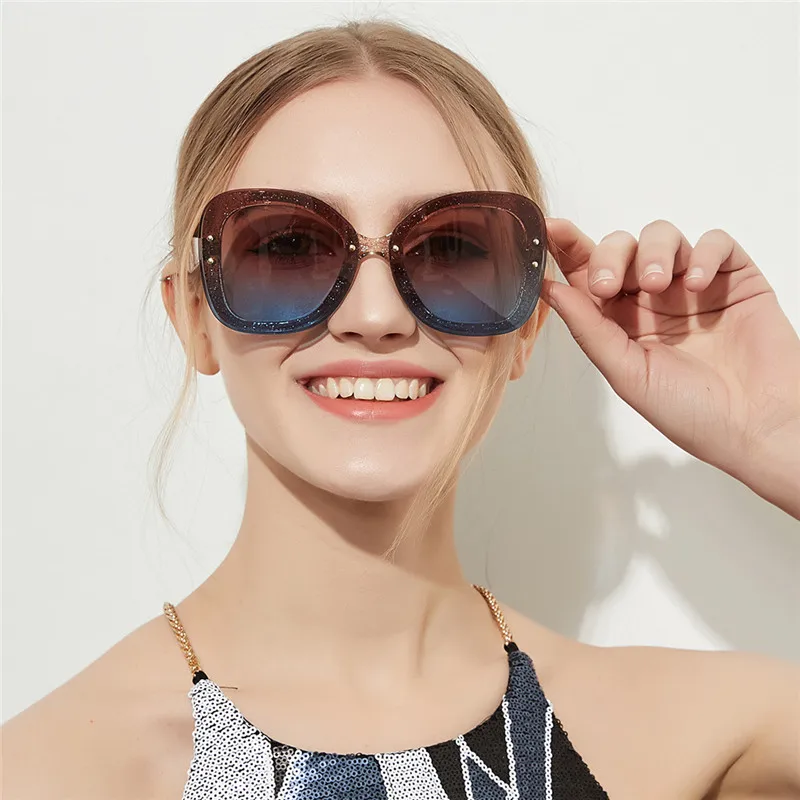 YOOSKE 2018 Oversized Sunglasses Women Elegant Glitter Color Frameless ...