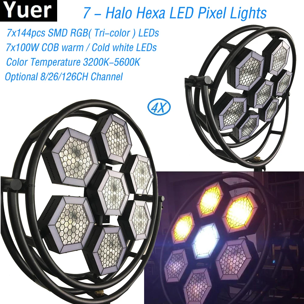 

4Pcs/Lot High Power 7-Halo Hexa LED Pixel Light LED Light DJ Party Club Bar Effect light Show Strobe Disco Light