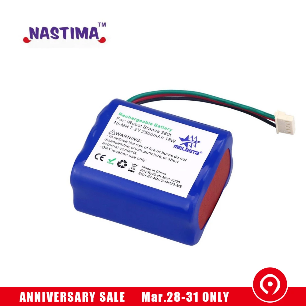 NASTIMA High Quality New 7 2V 2500mAh Vacuum Replacement Battery For iRobot Roomba Braava 380 380T