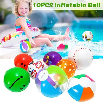 

10PCS Inflatable Beach Ball High Bounce Water Toy Colorful Ball For Outdoor Beach Swimming Pool Party Fun Sport For Kid Children