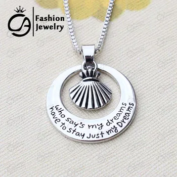 

Wholesale Who say my dearm have to stay just with my dreams Shell Necklace Silver Plated Pendant Necklace 20Pcs/Lot #LN1220