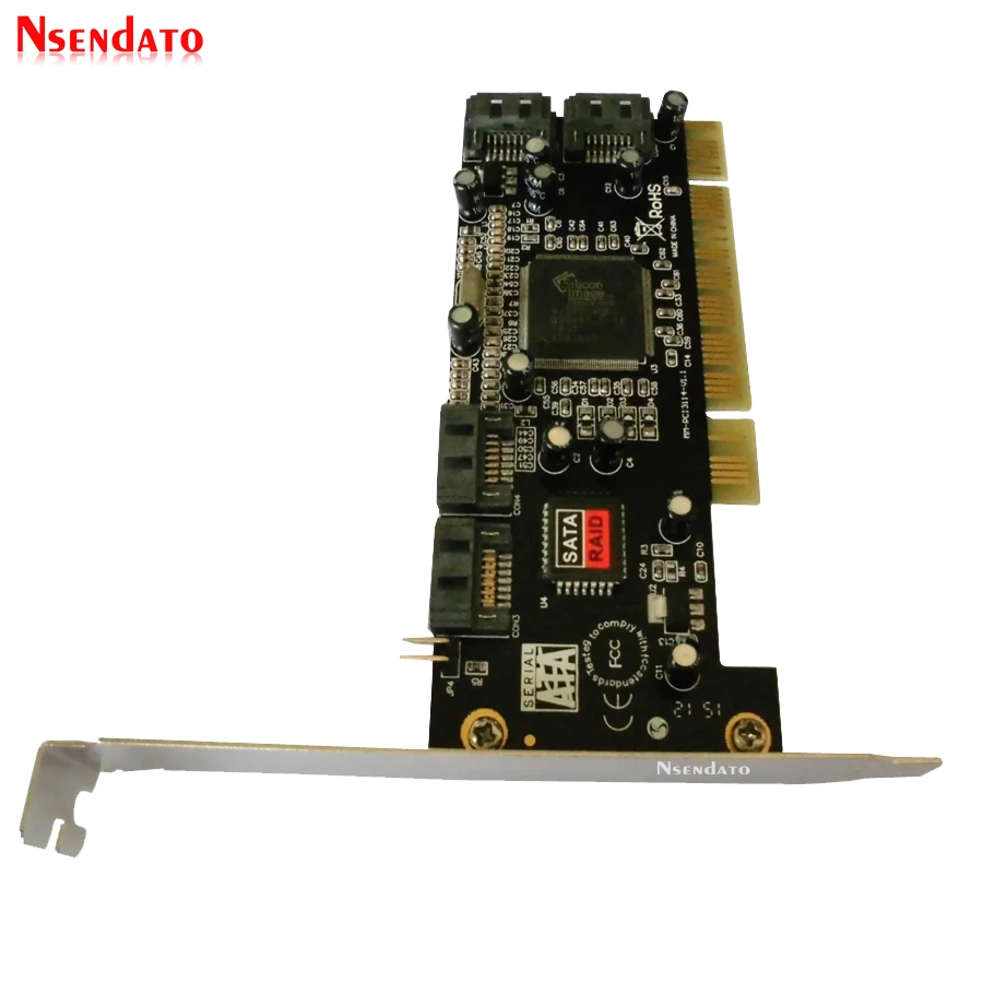 PCI на Sata внутренние Порты последовательный ATA хост контроллер карты 4 порта Sil3114 чипсет 013577 с 2 Кабели Sata для ПК компьютера