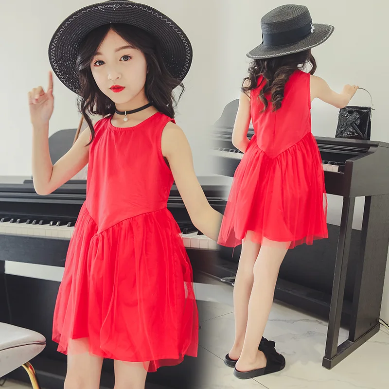 7-16Y Children's Clothing Wholesale Girls Summer Dress Big Boy Korean-Style Cotton V-Yarn Teens Girl Princess GDR635 | Детская