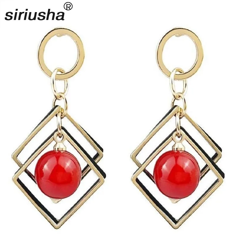

New popular geometric cherry pearl big earrings beautiful girl fashion wild personality creative ear jewelry wholesale Y893